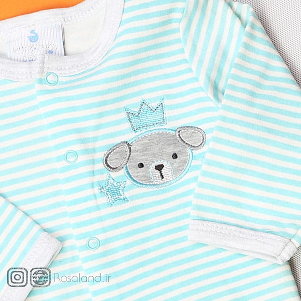 1401---07--16--1-2 چهار تکه نوزادی پسرانه طرح خرس تاج دار