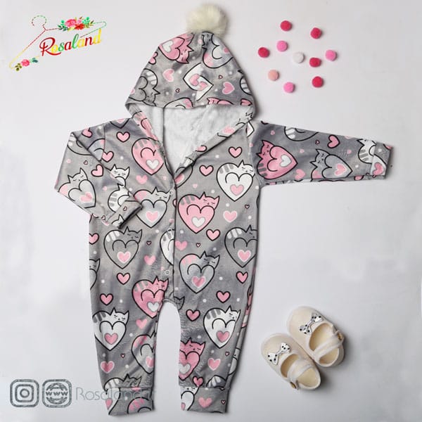 سرهمی  مخمل دخترانه طرح گربه