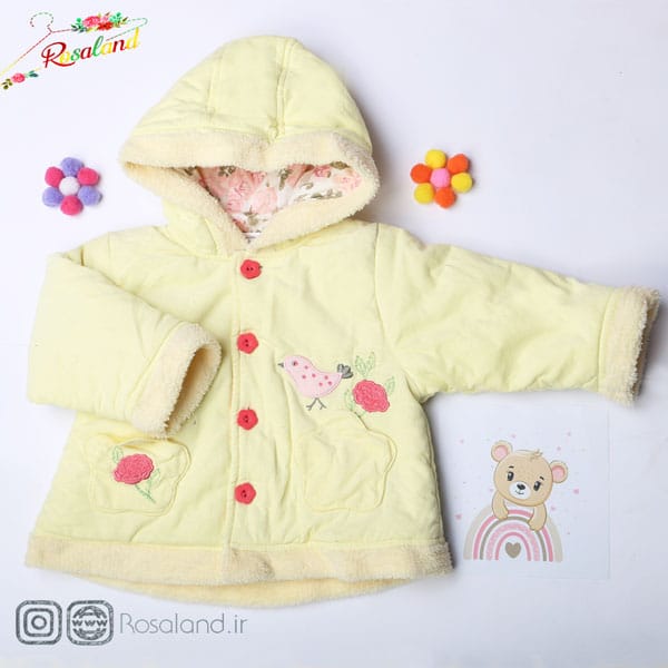 کاپشن نوزادی دخترانه طرح پرنده