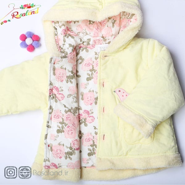 1401---09--13---1-4 جزئیات کاپشن نوزادی دخترانه طرح پرنده