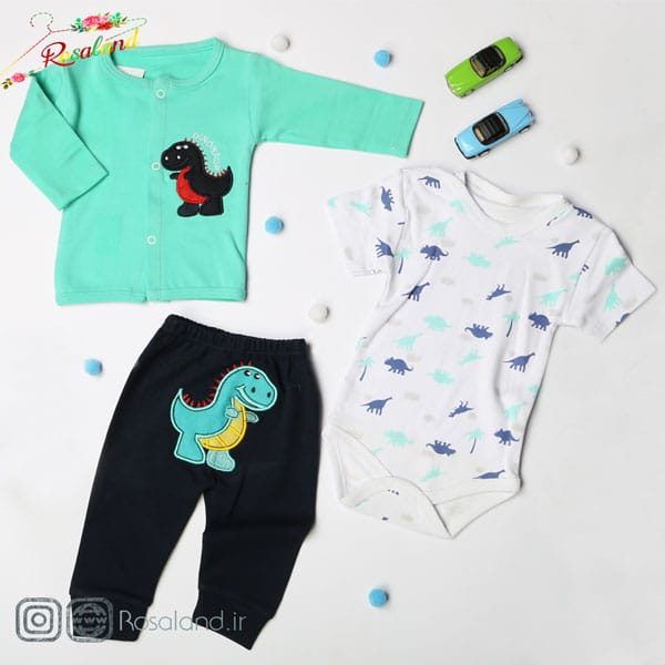 سه تکه نوزادی پسرانه طرح دایناسور
