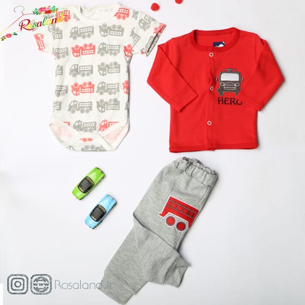 سه تکه نوزادی پسرانه طرح HERO