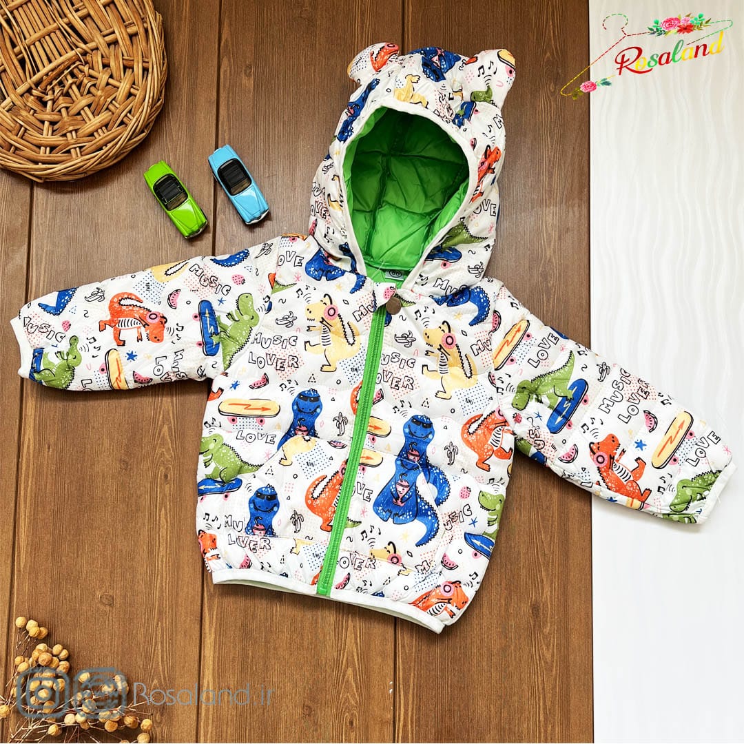 کاپشن نوزادی پسرانه طرح دایناسور