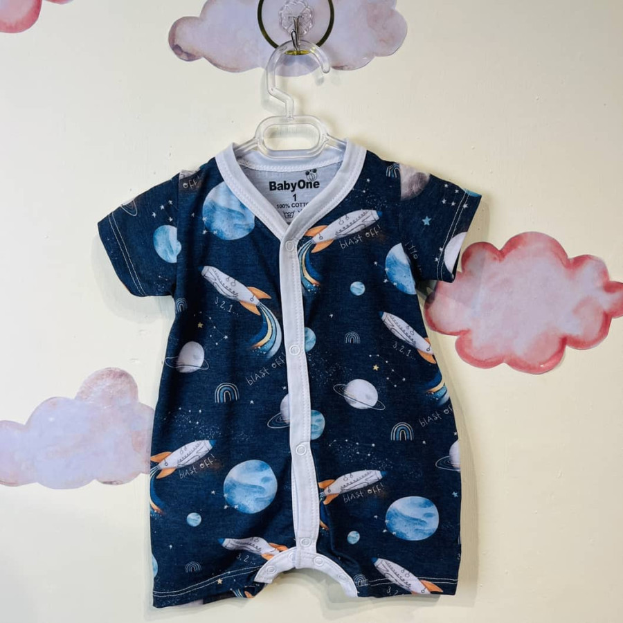 رامپر نوزادی پسرانه طرح فضانوردی(3تا18ماه)