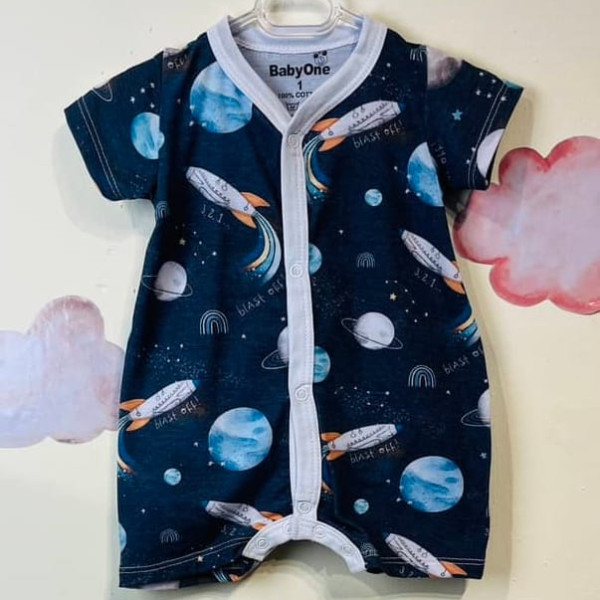 رامپر نوزادی پسرانه طرح فضانوردی(3تا18ماه)