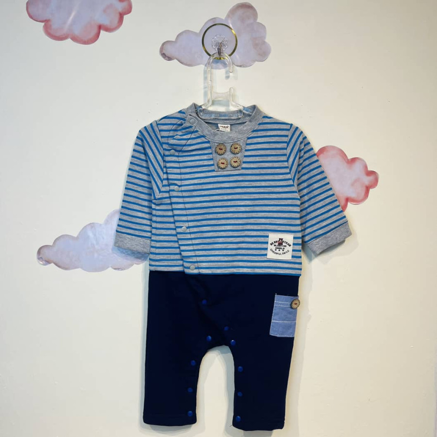 سرهمی نوزادی پسرانه طرح راه راه(6تا9ماه)