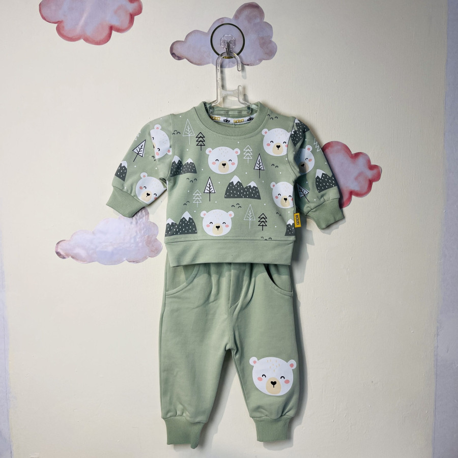 ست پسرانه سبزرنگ طرح خرس