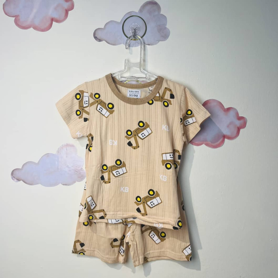 ست پسرانه طرح ماشین کرم رنگ