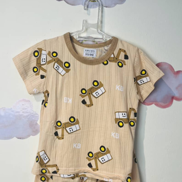 ست پسرانه طرح ماشین کرم رنگ