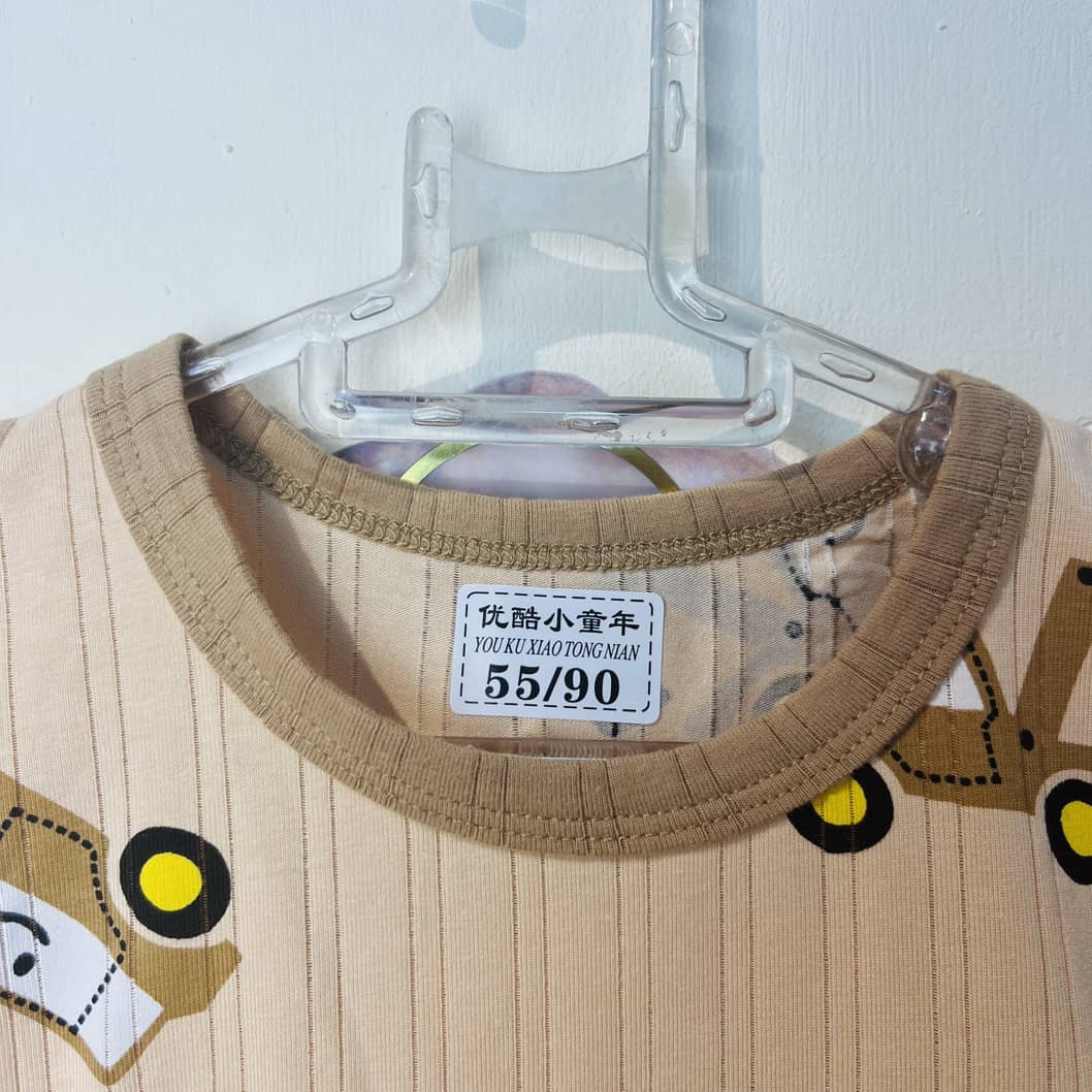 T-shirt shorts Sets boys (car) ست طرح ماشین کرم رنگ