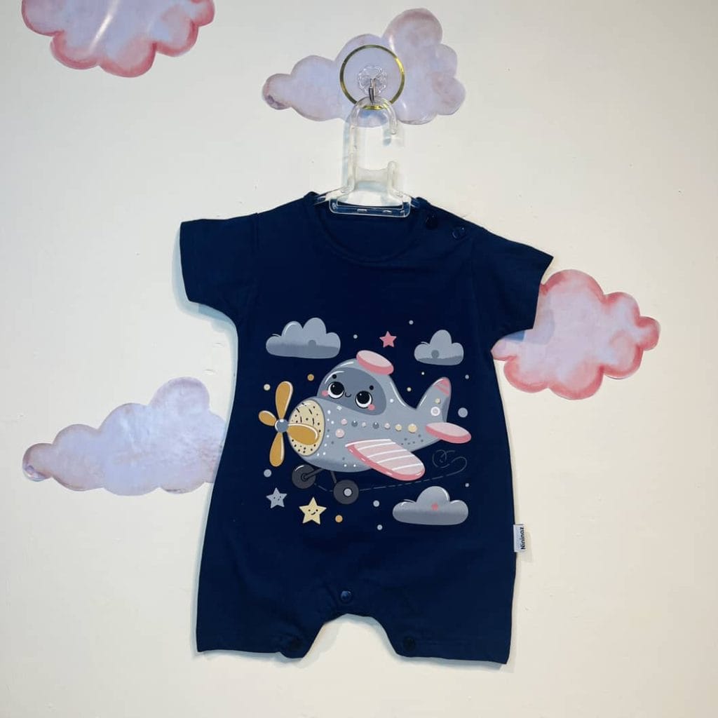 رامپر نوزادی پسرانه طرح هواپیما