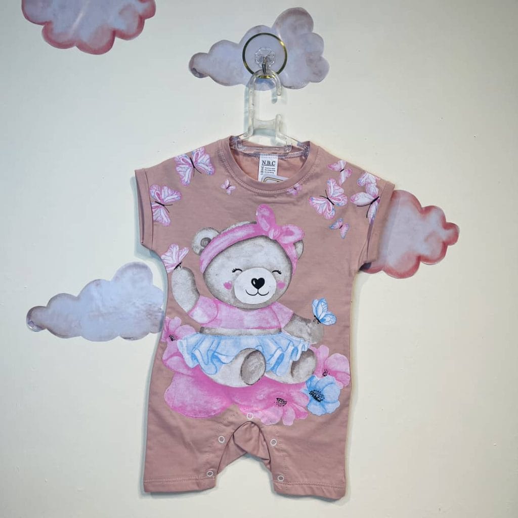 رامپر نوزادی دخترانه طرح خرس