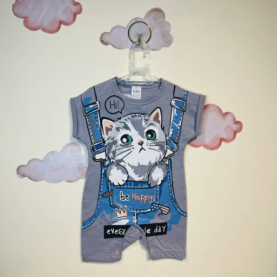 رامپر نوزادی پسرانه طرح گربه