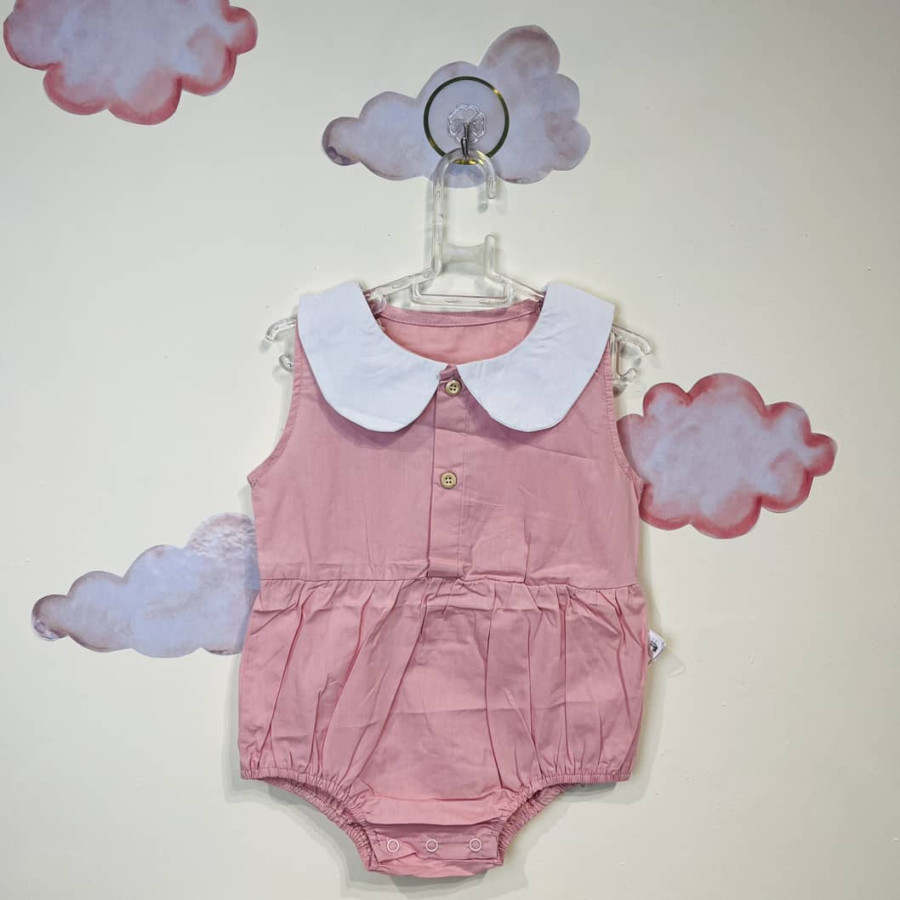 بادی دخترانه طرح استین حلقه ای(12تا18ماه)