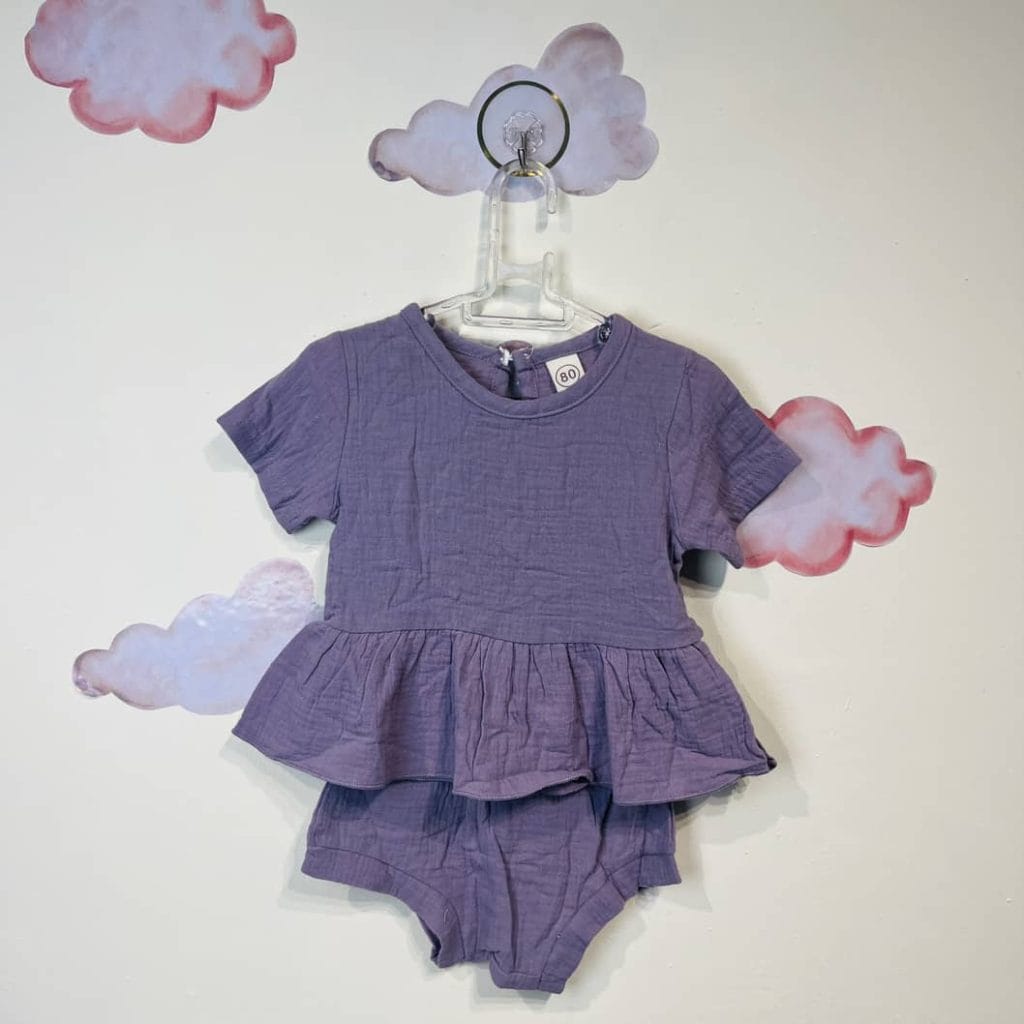 ست دو تکه تیشرت شورتک دخترانه کنفی