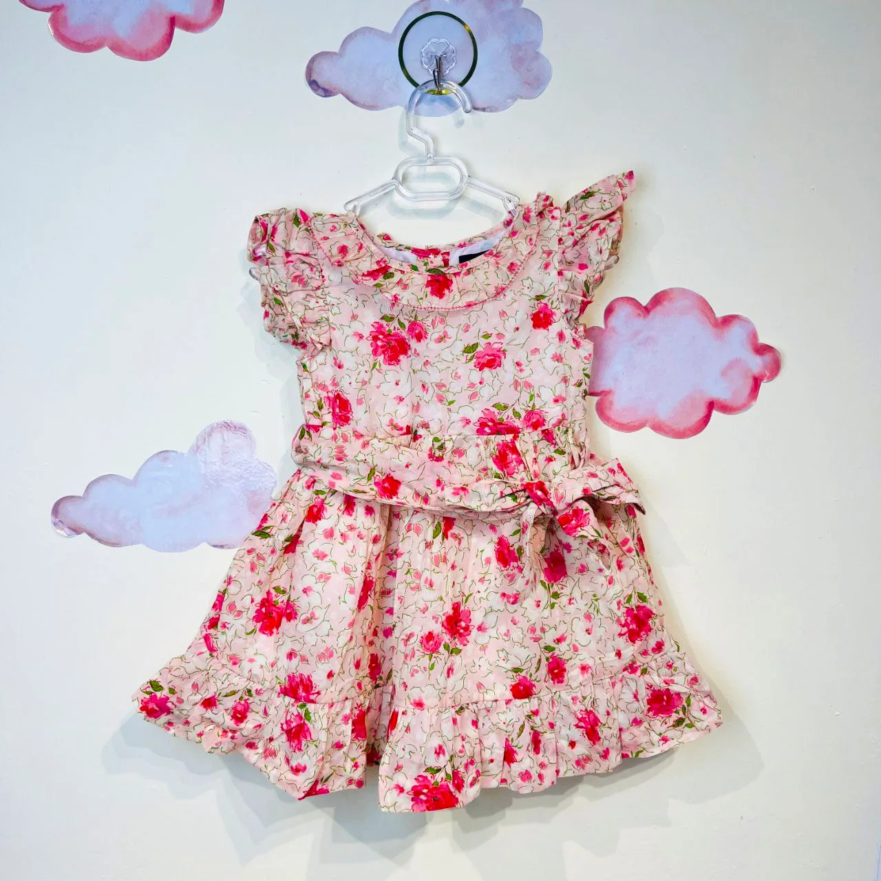 (pink flower)baby sarong girls سارافون دخترانه طرح گل صورتی