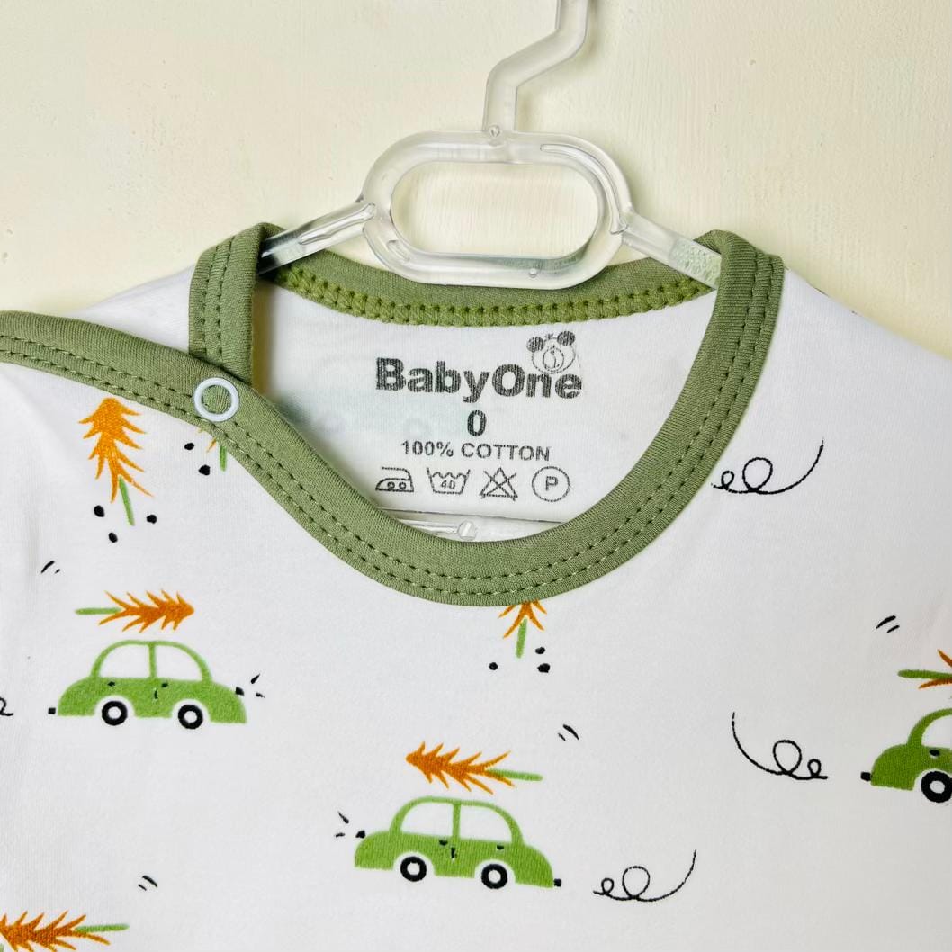 Baby Body New Born Boy (car) بادی پسرانه طرح ماشین سفید رنگ