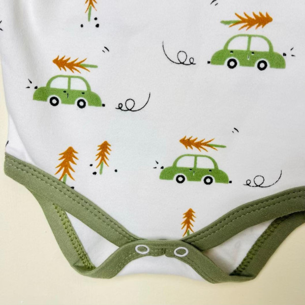 بادی استین کوتاه نوزادی پسرانه طرح ماشین ( 3 تا 18 ماه )