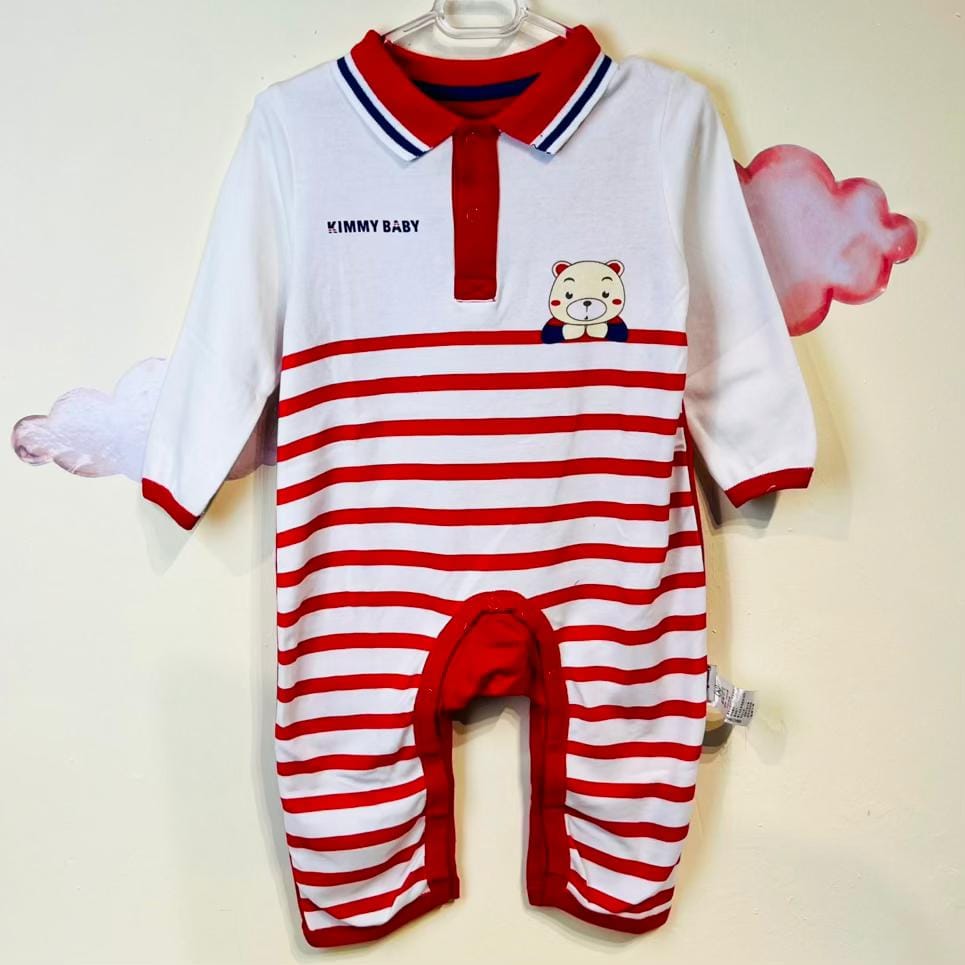 Baby Romper New Born Boy(stripes) سرهمی نوزادی پسرانه طرح راه راه