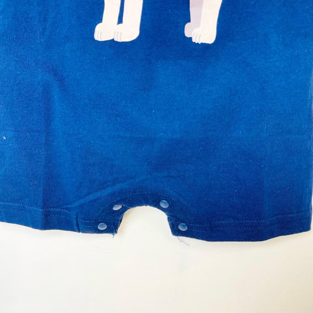 رامپر نوزادی پسرانه طرح شیر سرمه ای رنگ