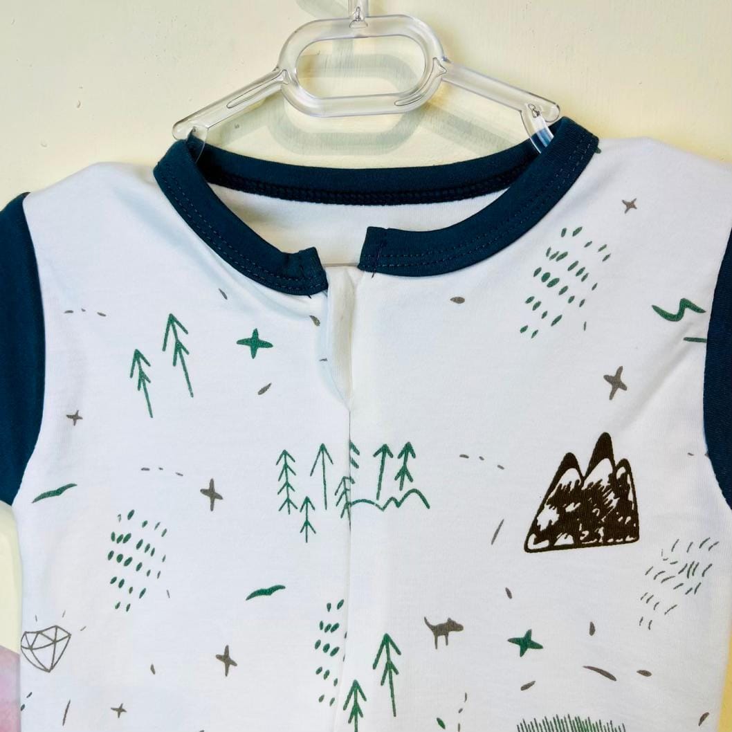 Baby Romper New Born boy (mountain) رامپر نوزادی پسرانه طوسی رنگ