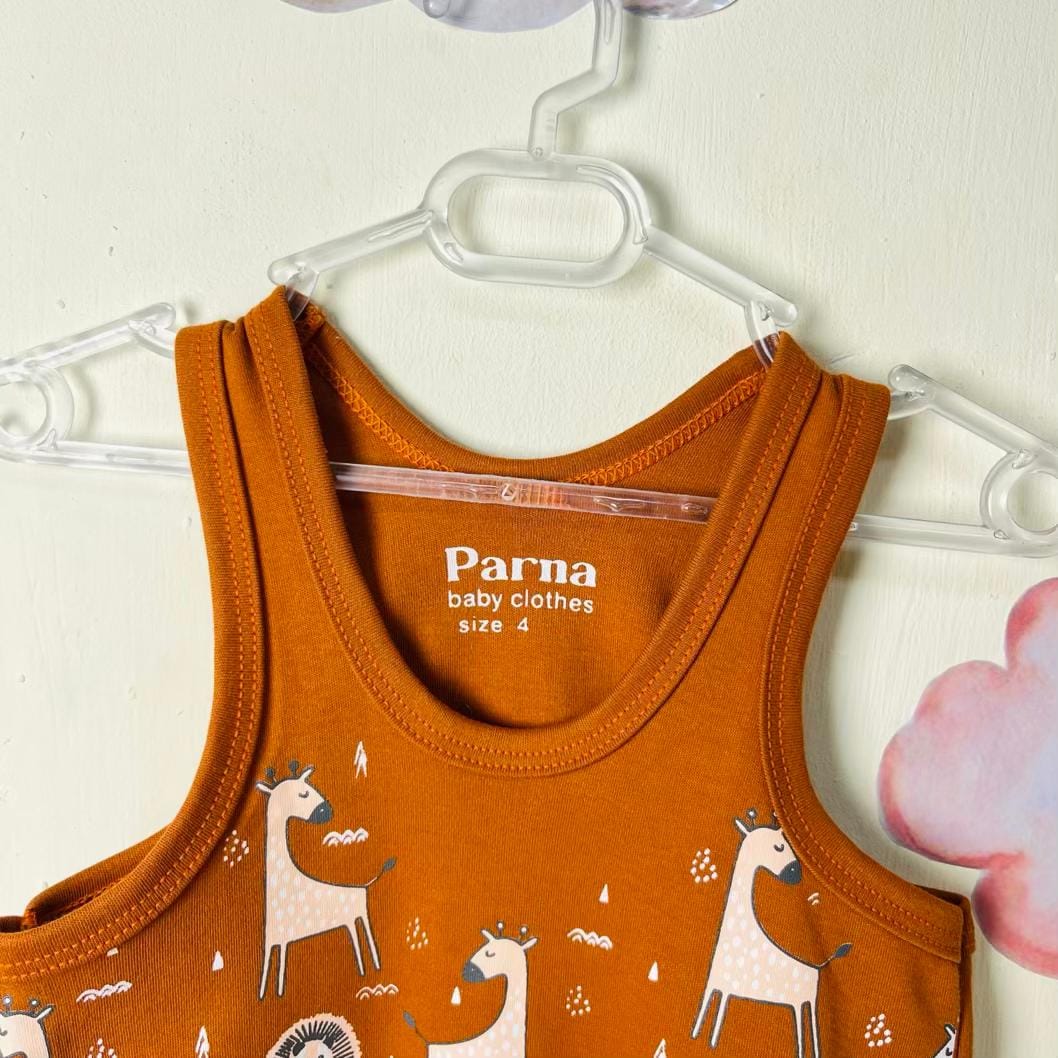 Body baby boys clothes بادی نوزادی پسرانه طرح حیوانات قهوه ای رنگ