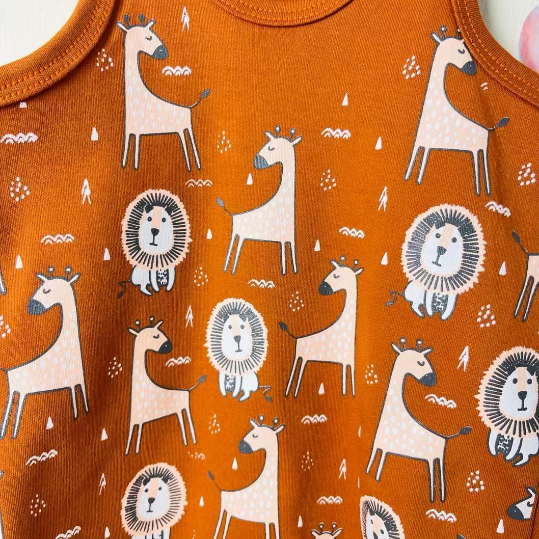 Body baby boys clothes ( animals) بادی پسرانه قهوه ای رنگ