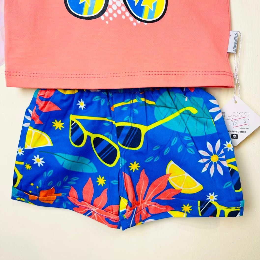 T-shirt shorts Set boy ست تیشرت شلوارک پسرانه طرح عینک