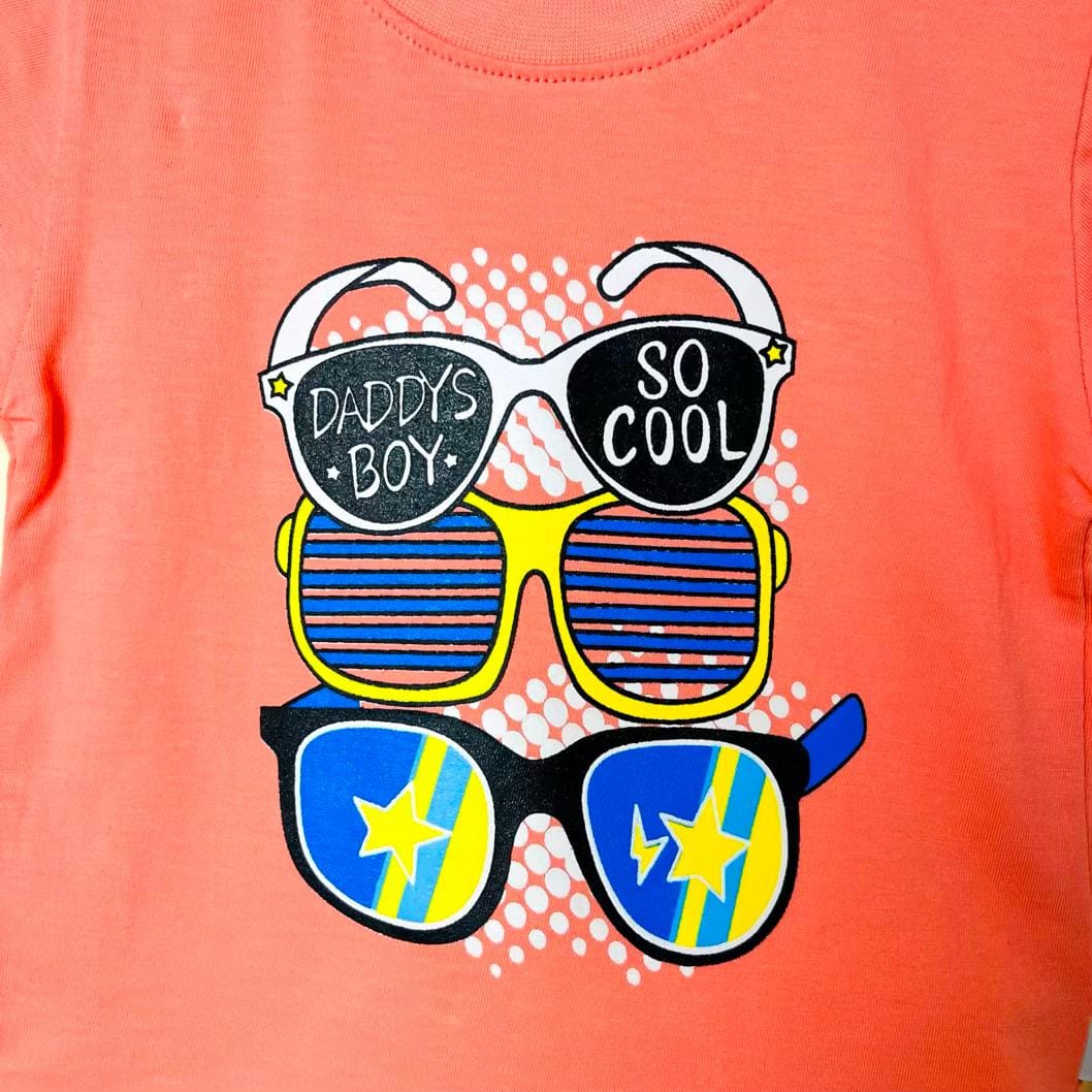 T-shirt shorts Set boys (glasses) ست پسرانه طرح عینک صورتی رنگ
