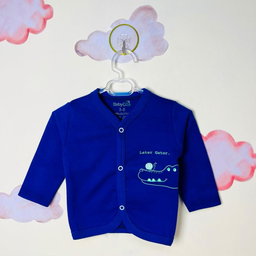 بلوزجلودکمه(مانتویی) پسرانه طرح دایناسور(3تا12ماه)