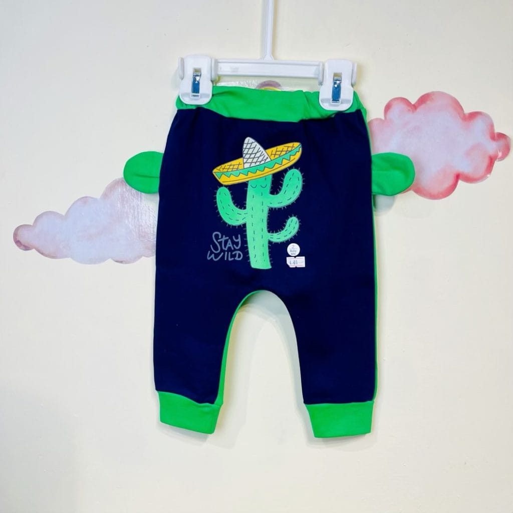 شلوار نوزادی پسرانه طرح کاکتوس(3تا9ماه)