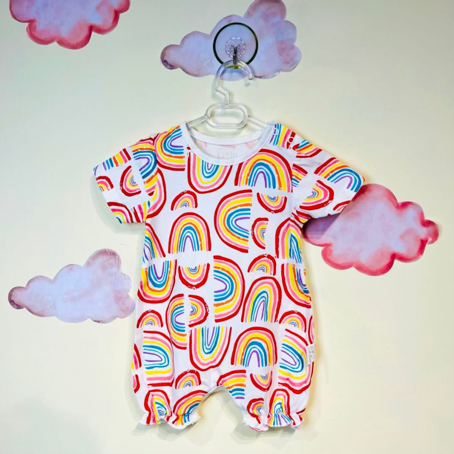 رامپر نوزادی دخترانه طرح رنگین کمان