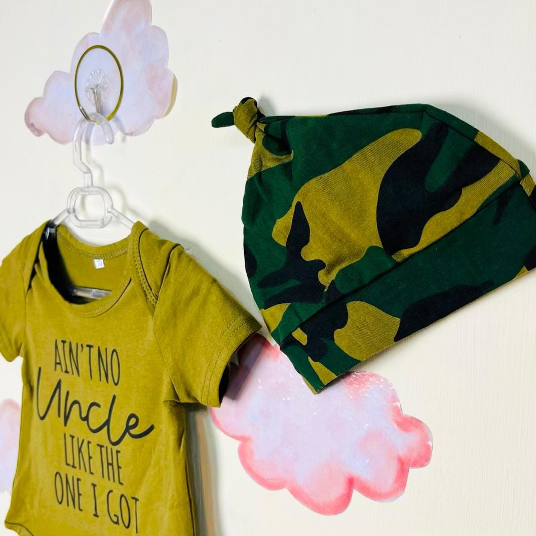 سه تکه نوزادی پسرانه طرح ارتشی سبزرنگ