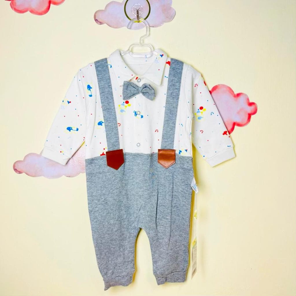 سرهمی نوزادی پسرانه پاپیون دار(6تا9ماه)