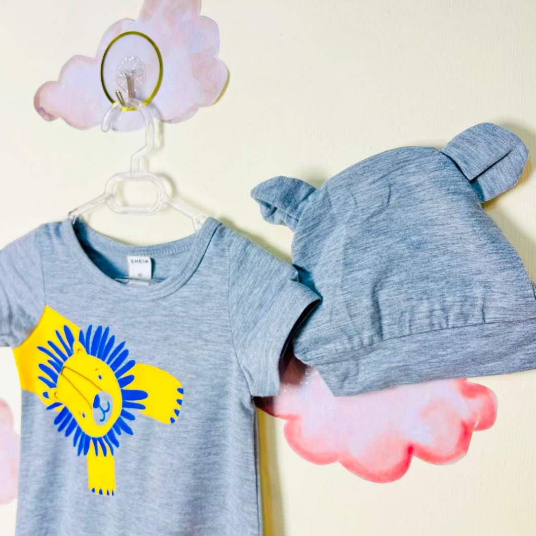Baby Romper New Born boys رامپر پسرانه طوسی رنگ
