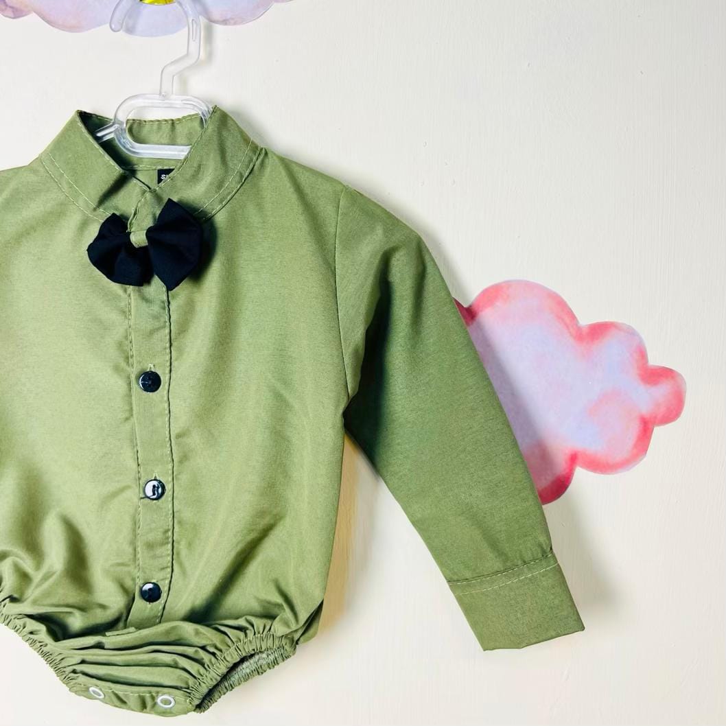 (Body Boys clothes (bow tie بادی مجلسی پسرانه پاپیون دار سبز رنگ