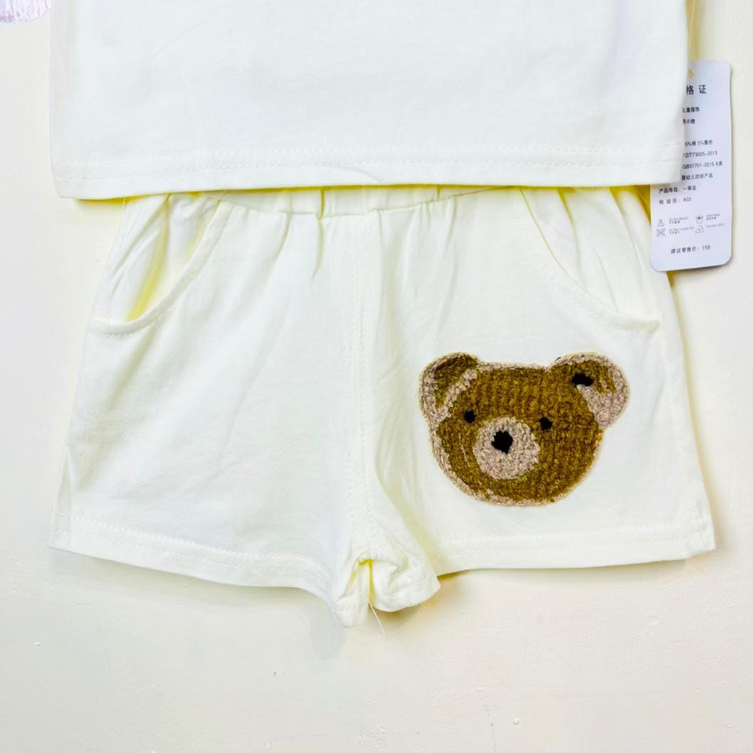 T-shirt shorts Set boy ست پسرانه کرمی رنگ