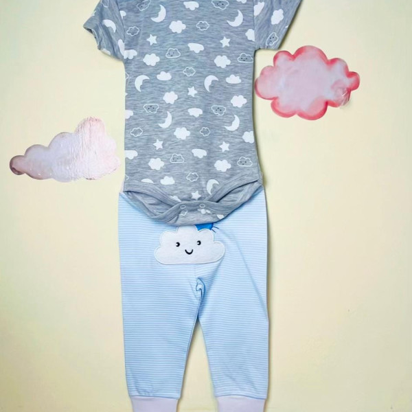 سه تکه نوزادی پسرانه طرح ابر(3تا12ماه)