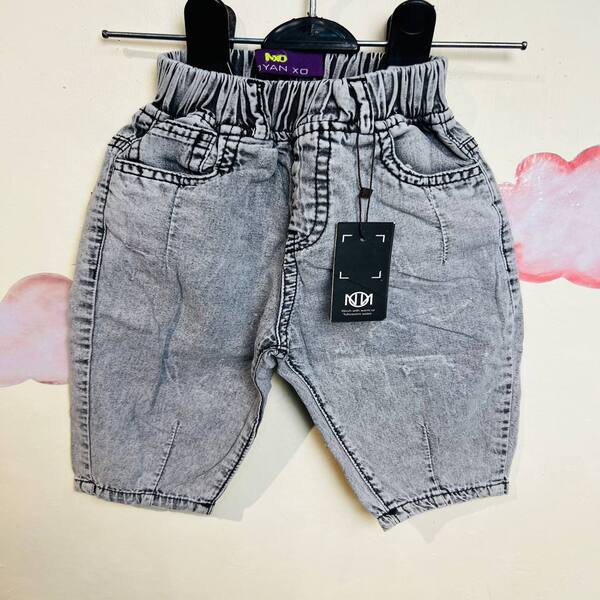 شلوار نوزادی جین پسرانه طوسی مام استایل(6تا18ماه)