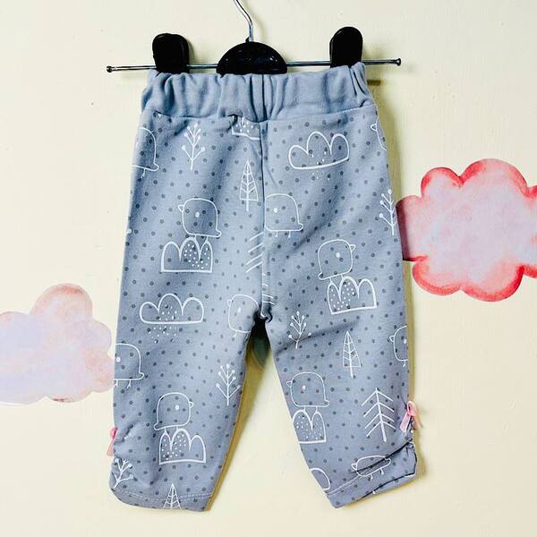 شلوار نوزادی دخترانه طرح طوسی چین دار(3تا18ماه)