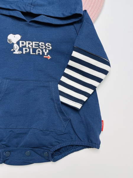 بادی نوزادی پسرانه طرح اسنوپی سرمه ای