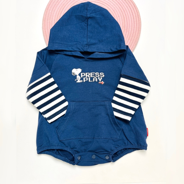 بادی نوزادی پسرانه طرح اسنوپی سرمه ای(6 تا 12ماه)